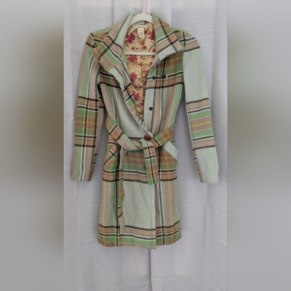 Abercrombie & Fitch Jackets & Blazers - Abercrombie & Fitch Plaid Coat - Green and Brown